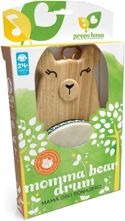Green Tones Momma Bear Drum with Mallet, Multicolor, Model:3718