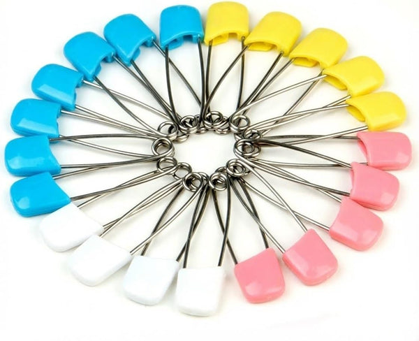SPHTOEO 50PCS Baby Safety Pins 2.2'', Stainless Steel Cloth Diaper Pins with Locking