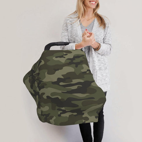 Schgap Green Camouflage Car Seat Cover Canopy for Babies, Nursing Cover Breastfeeding Baby Carrier Cover Stroller Cover