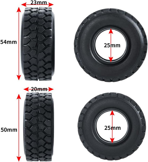 RCLIONS 4pcs Rubber Micro 1" RC Wheel Tires with Foam Insert for 1/24 Axial SCX24 AXI00001 AXI00002 Deadbolt