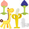 Baby Teething Toys 3-6 Months - Silicone Teether Freezer BPA Free, Giraffe and Banana Finger Toothbrush for Infants