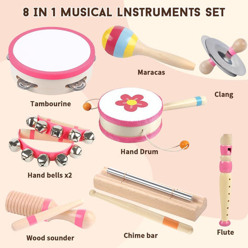 1 2 3 Toddlers1-3 8 1) Toddlers Musical Instruments for Year Old Girl,Baby Montessori Wooden Musical Toys for Year