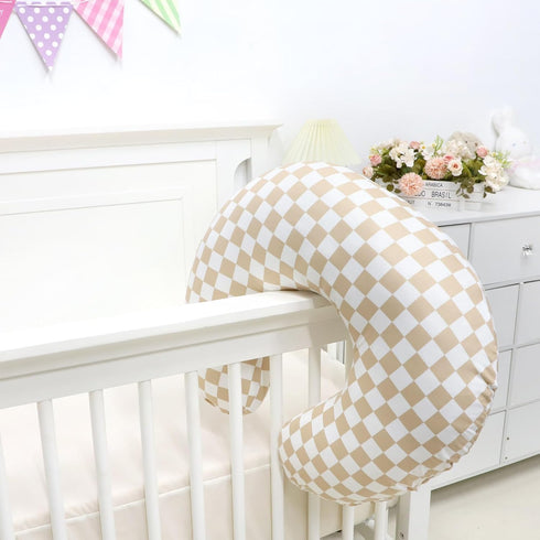 Cozy Brown Checkered Nursing Pillow Cover & Toddler Blanket