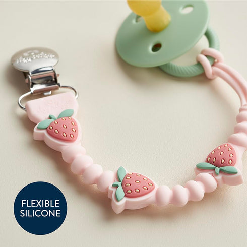 100% Itzy Ritzy Silicone Pacifier Clip Food Grade Silicone Pacifier Strap with Clip Keeps Pacifiers, Teethers & Small