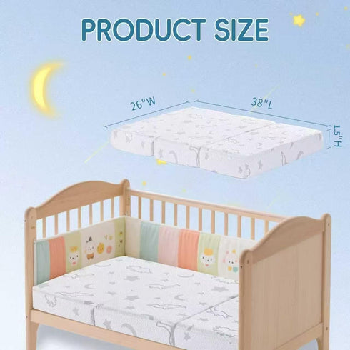 Pack 38"x26", Pack Trifold and Play Mattress N Play Mattresses with Dual Sided Soft & Firm Memory Foam Foldable
