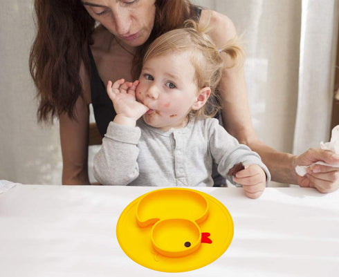 Baby Plate Silicone Toddler Plates Suction Placemat Divided Dishes for Kids and Infants One-Piece Strong Suction, BPA