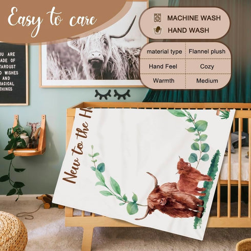 40" 50" Highland Cows Baby Monthly Milestone Blanket Scotland Photo Prop Month Blanket Growth Chart Gift Ideas