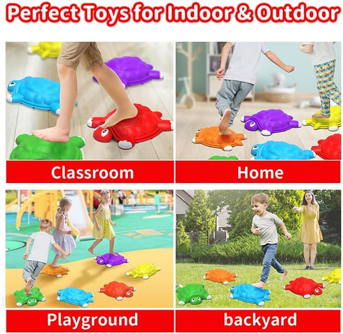 OCHIDO Stepping Stones for Kids, 6 Pcs Turtle Balance Stepping Stones for Coordination Skills, Ages 3-7