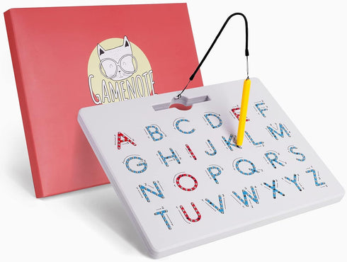 GAMENOTE Double Sided Magnetic Letter Board - 2 in 1 Alphabet Magnets Tracing Board for Toddlers, ABC Learning