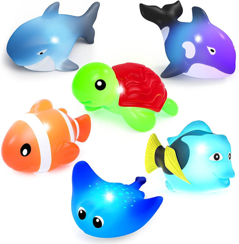 ZGLYMUS Light Up Bath Toys,No Hole Mold Free Baby Bath Toys,Ocean Animal Water-Activated