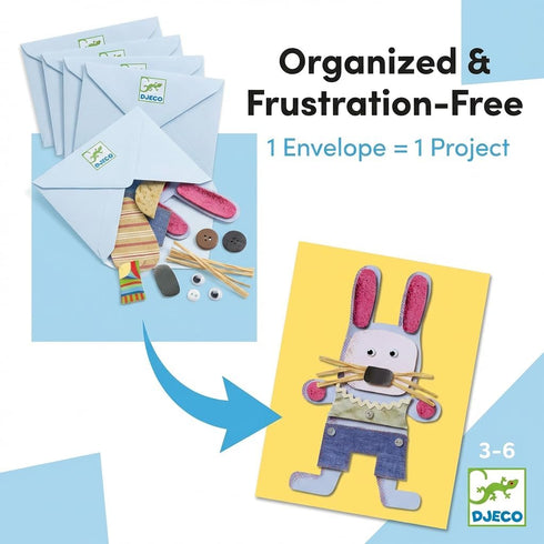 DJECO - Collages for Little Ones Arts & Crafts Kit - Rainy Day Activity - Premium Crafting Materials - Unleash
