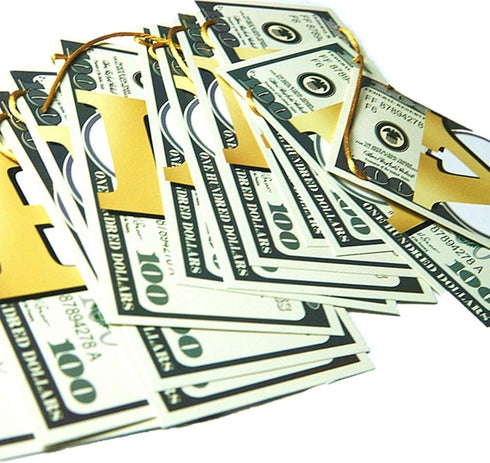 Money Dollar Bill Signs Theme Paper Happy Birthday Banner, Bill Pennant Banner Party Decorations