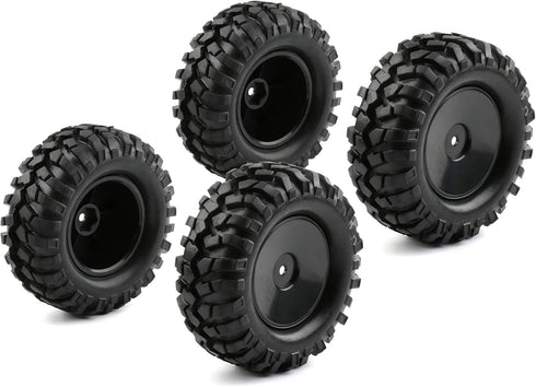 4 Pcs 1/10 Wheels and Tires with Lock Nuts, 12mm Hex Hard Dish Wheel for Racing Off Road Buggy Truck