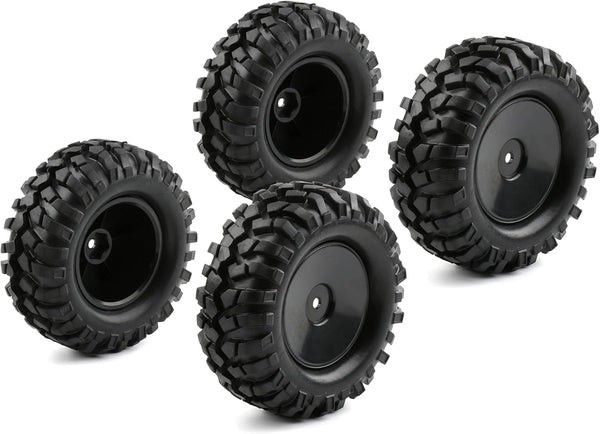 4 Pcs 1/10 Wheels and Tires with Lock Nuts, 12mm Hex Hard Dish Wheel for Racing Off Road Buggy Truck