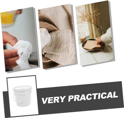 GLEAVI Portable Wipes Dispenser Bucket with Lid Refillable Wet Wipes Holder for Travel Baby Care and Bathroom Plastic