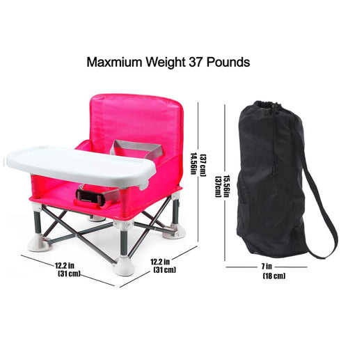 PandaEar Portable Travel Booster Seat with Tray| Folding Baby Seat Booster High Chair for Dining Table| Compact Camping