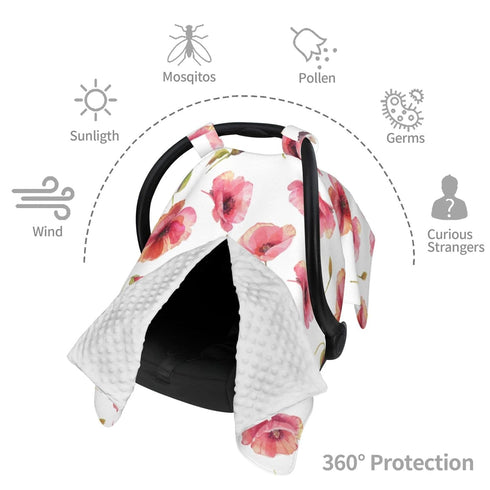Zhbvncp Flowers of Poppy Baby Car Seat Cover & Breastfeeding Nursing Cover - Breathable Stretch Fabric Multi-Use