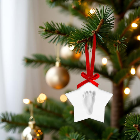 Star Baby's Print Christmas Ornament, White
