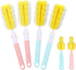 Keggaen 6Pcs Bottle Brush Sponge, Cup Water Bottle Sponge Brush Cleaner, Detachable Handle
