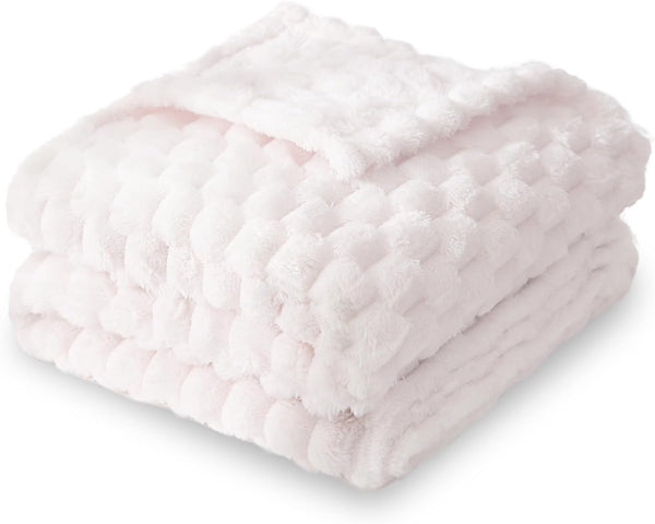 HOMRITAR Flannel Fleece Fluffy Baby Blanket, 3D Jacquard Soft Warm Plush for Toddler or Newborn (30 x 40 Inch, Cream)