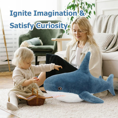 MorisMos 40 Inch Giant Shark Stuffed Animal Plush Toy, Soft Shark Hugging Pillow for Kids