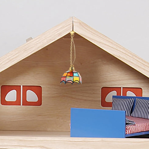 3.93X1.25X1.25 Inch Uonlytech Mini Adornment Dollhouse Ceiling Light Battery Operated Miniature Hanging Led Lamp