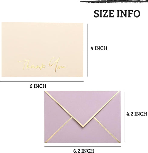 36 4x6 Inches High-end Thank You Cards with Envelopes - PK Heavy-duty Gold Thank You Notes Baby Shower Thank You Cards