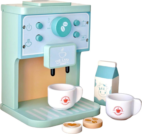 MIKNEKE Wooden Coffee Maker Toys Play Set for Kids, Coffee Machine Toy, Montessori