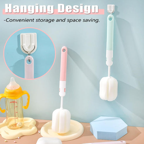 5PCS (5 Spong Bottle Brush Cup Brushes Sponge Baby Bottle Brushes Long Handle Cup Scrubber Brush Portable Sponge