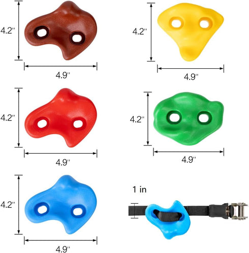 18 Ninja Tree Climbing Holds and 6 Sturdy Ratchet Straps for Kids, Large Climbing Rocks for Outdoor Training