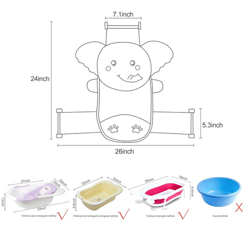 AIR&TREE Baby Bath Seat Support Net, Quick Drying, Adjustable, Comfortable, Non-Slip Infant Bathtub Sling