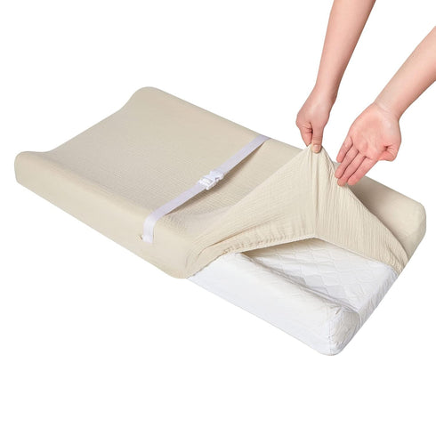 DONOMILO Muslin Changing Pad Cover,Ultra Soft Breathable Diaper Changing Table Cover for Baby Boys Girls,Neutral Fitted