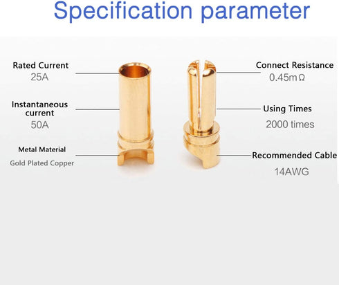 20Pair Amass 3.5mm Gold Bullet Banana Plug Connectors Male Female for Battery ESC Motor RC Car Boat Drone