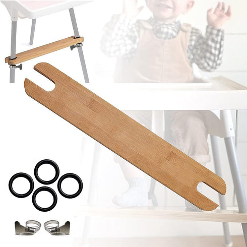 High Chair Footrest, Adjustable Height Natural Bamboo Pedal, Suitable for IKEA Antilop High Chair Footstool