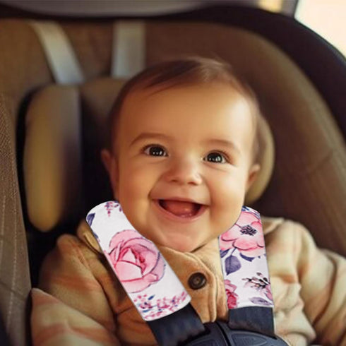 Car Seat Strap Cover for Babies, Soft Car Seat Belt Covers, Mink Car Seat Strap Shoulder Pads Girls, Pink Floral