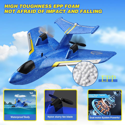 Toys,2.4GHz 6-axis RC Water Plane,RC Airplane for Water Land and Air, Remote Control Airplane Flying Fighter Gyro