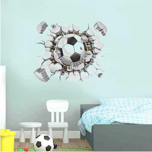 3D Soccer Stickers - Art Ball Soccer Wall Decal for Kids Room, DIY Vinyl Wallpaper for Boys Bedroom