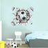 3D Soccer Stickers - Art Ball Soccer Wall Decal for Kids Room, DIY Vinyl Wallpaper for Boys Bedroom