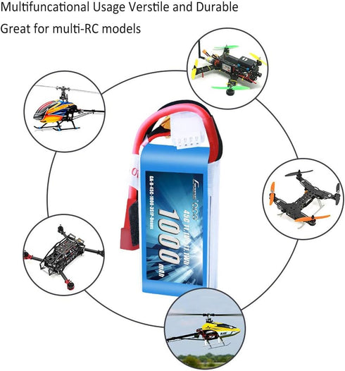 Gens ace 11.1V 1000mAh 3S 45C LiPo Battery Pack with T Plug for RC Plane, Car, Boat, Truck, Heli