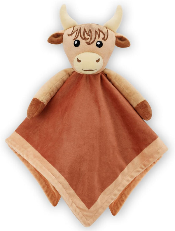 Highland Cow Baby Girl Security Blanket, Floral Highland Cow Lovey, Baby Nursery Stuff Gift for Newborn Girl