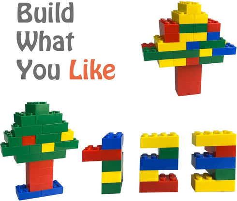200 Piece Classic Building Bricks, 2x4 Building Blocks STEM Creative Toys, Red, Yellow, Blue, Green