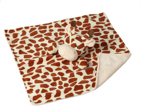 CREVENT Soft Plush Animal Face Security Blankets | Great Gifts for Birthday & Baby Shower (Brown Giraffe)
