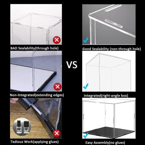 Clear Acrylic Display Case - Self-assembly Box with Black Base for Action Figures and Collectibles