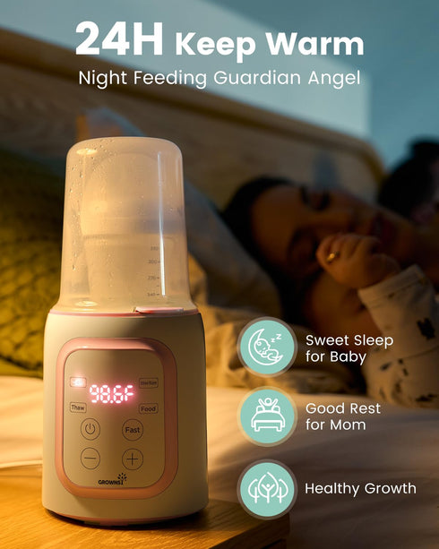 Grownsy Bottle Warmer, Fast Baby Bottle Warmer for All Bottles, Milk Warmer for Breastmilk or Formula, Smart
