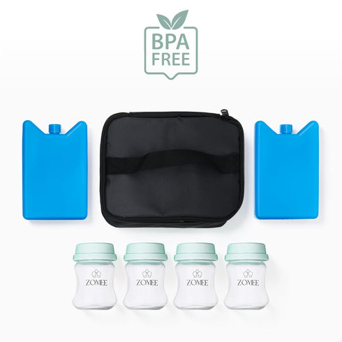 2 Packs 4 Zomee Breastmilk Cooler Bag for Baby Bottles Insulated Travel Tote with Ice & Bottles Keeps Milk Cold