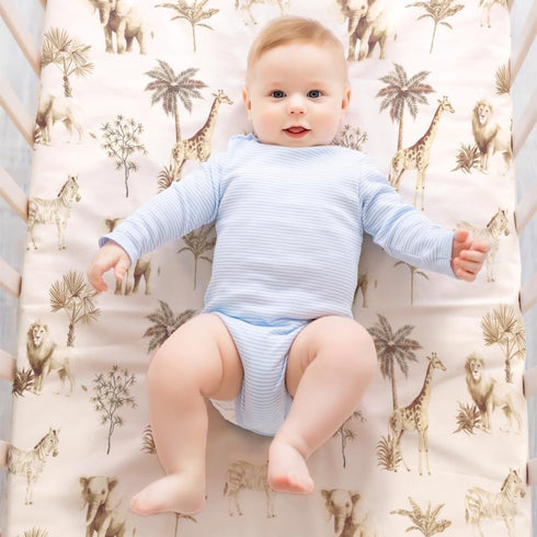 FIGEPO 4 Pack Set (Pack Safari Jungle Animals Neutral Unisex Fitted Nursery Baby Sheets Toddler Mattress Sheets