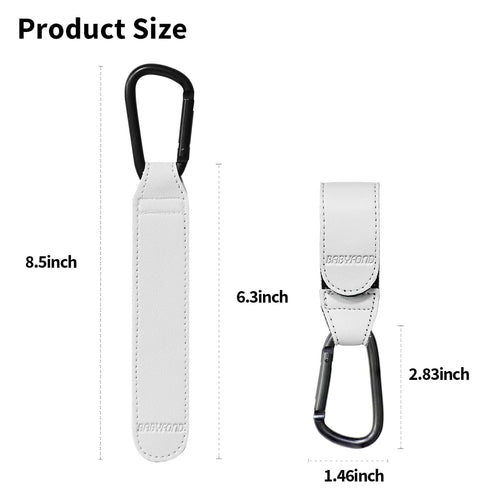 2 Mommy Pcs Stroller Hooks for Hanging, Portable Leather Style Stroller Clip Straps, Baby Stroller Hooks for Diaper