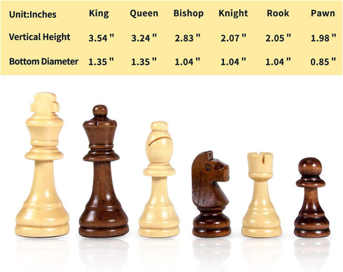 AMEROUS Wooden Chess Pieces Only, Tournament Staunton Wood Chessmen with 3.5 inches King