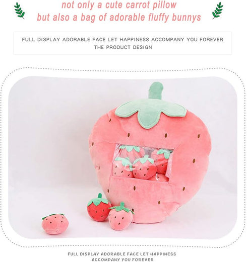Nenalayo Throw Pillow - Strawberry Plush Pillow, Removable Fluffy Creative Gift for Kids
