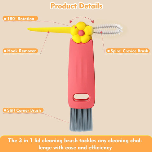 JXMLTT 3 1 3 1 Tools3PCS in Cup Lid Cleaning Brush, Portable Cup Cleaner Brush, Water Bottle Cleaner Brush